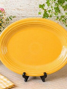 Fiesta Vintage Yellow Ceramic Oval Serving Platter